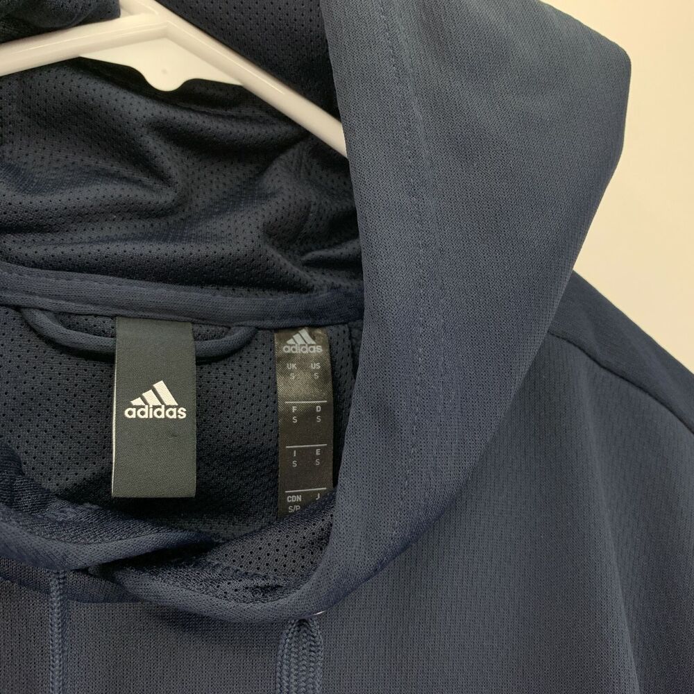 Adidas Mens Team Issue Fleece Logo Print Hoodie Navy Blue S - Picture 3 of 4